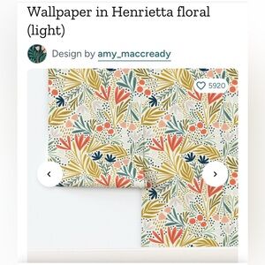 Spoonflower Pre-pasted wallpaper in Henrietta Floral